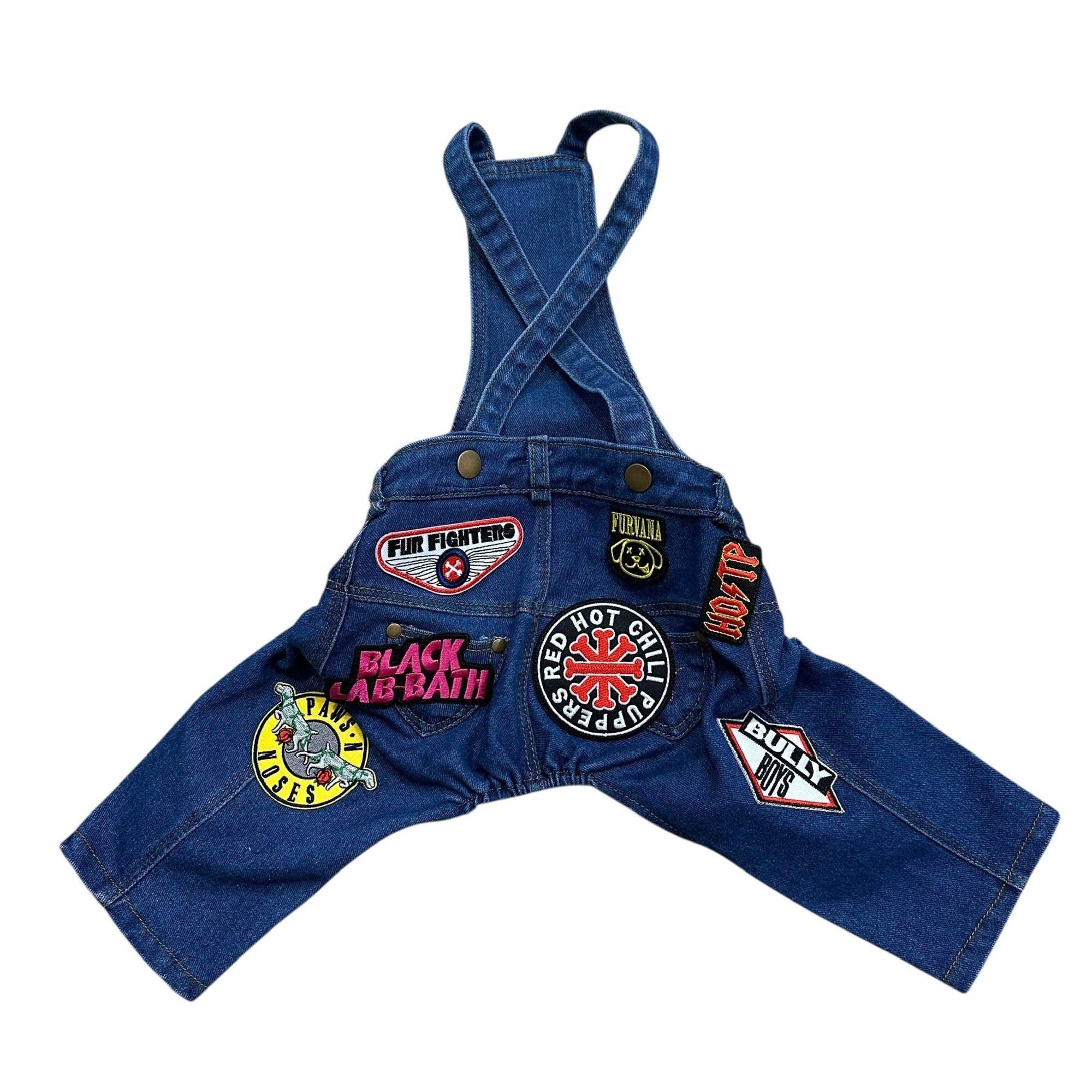 Heads or Tails Pup Ruff & Roll Denim Dog Overalls