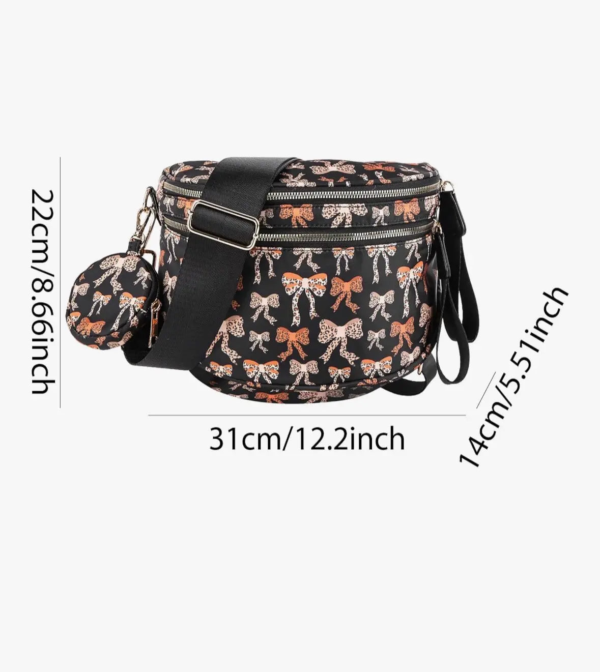 Cheetah Bows Crossbody Crescent Bag | HT Animal Supply