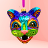 Technicolor Cat Polish Glass Ornament