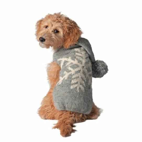 Chilly Dog Gray Snowflake Alpaca Wool Dog Sweater