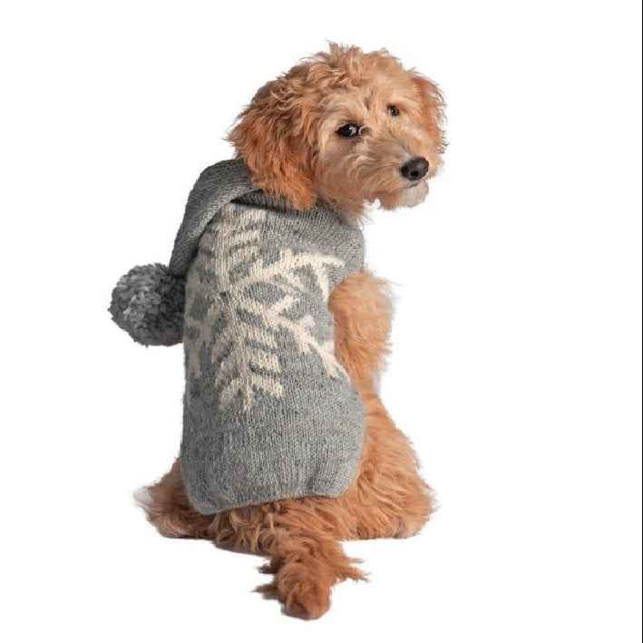 Chilly Dog Gray Snowflake Alpaca Wool Dog Sweater