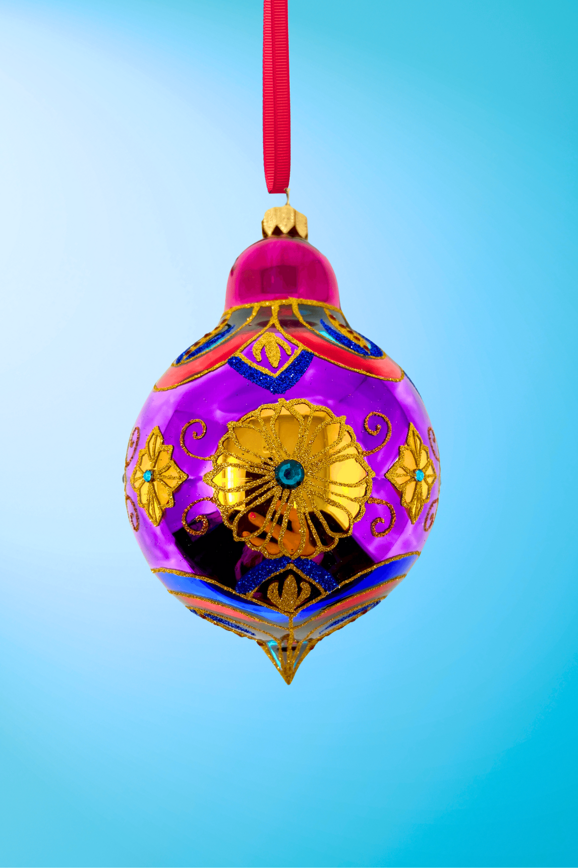 Amethyst Sparkling Gem Glass Christmas Bauble