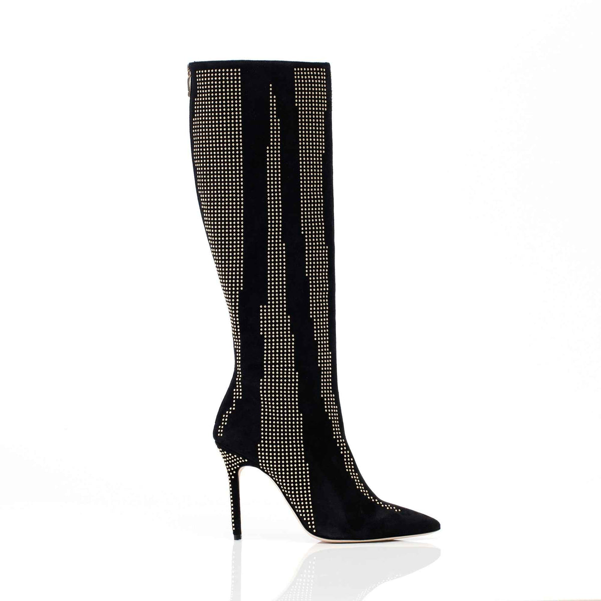 Allysa Payne Thara Italian Suede Studded Knee-High Boot