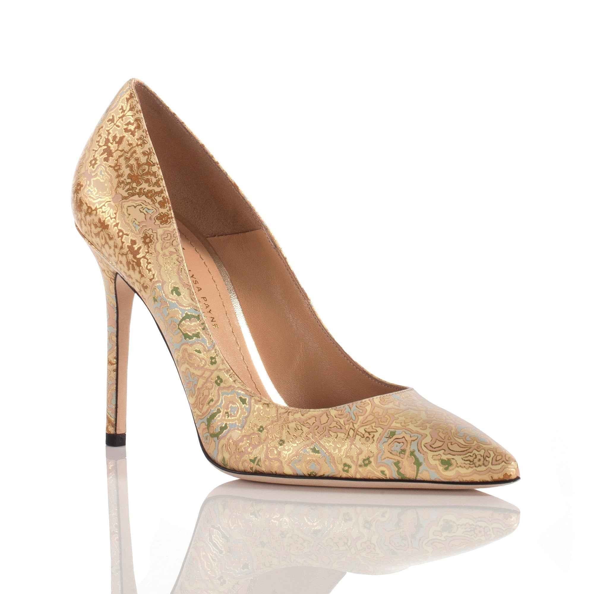 Allysa Payne Lubanah Gold Casbah Leather Pump