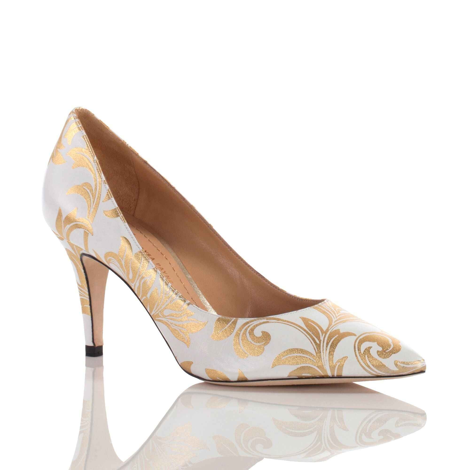 Allysa Payne Dalia White & Gold 2-Inch Pump