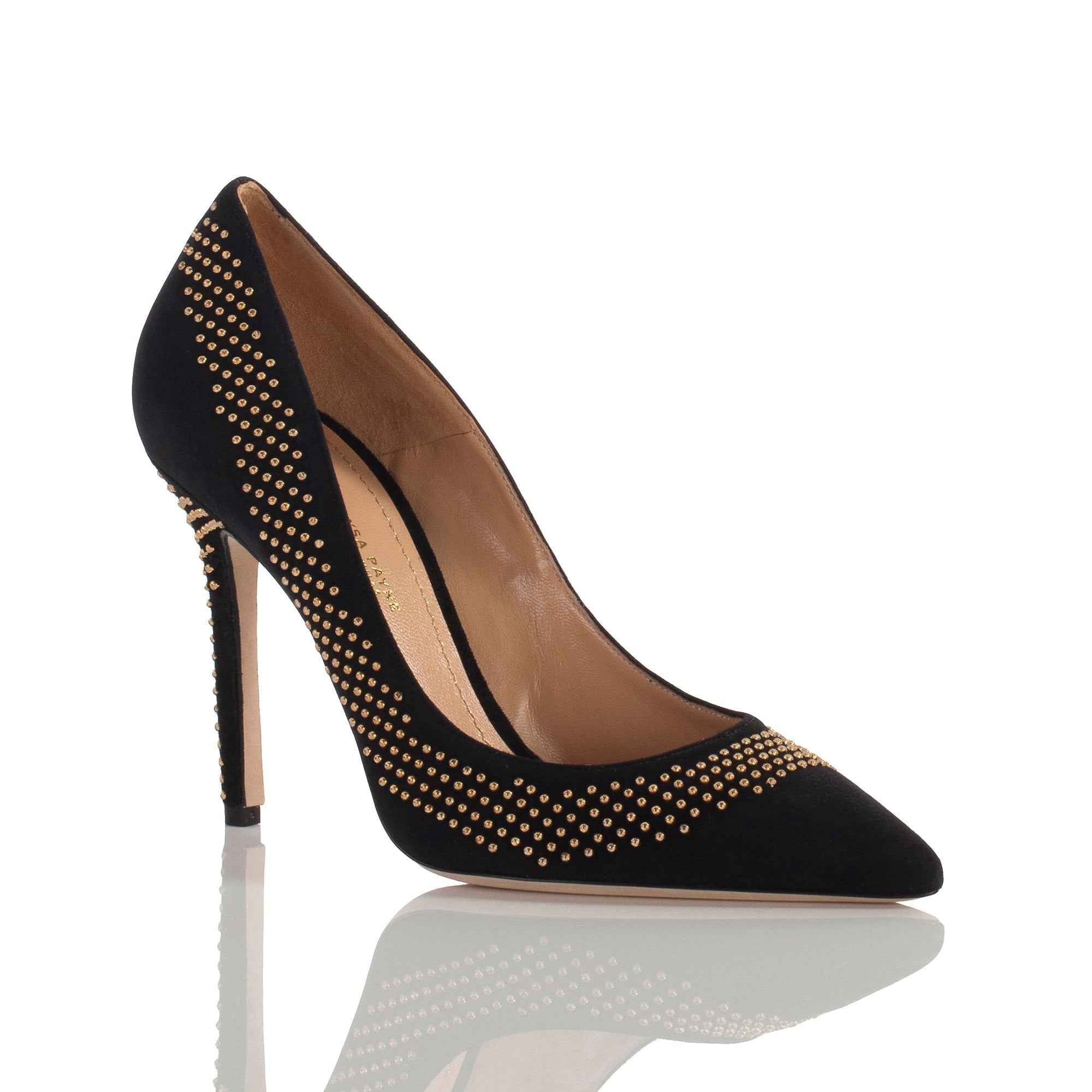 Allysa Payne Tiba Black Suede Studded Pump