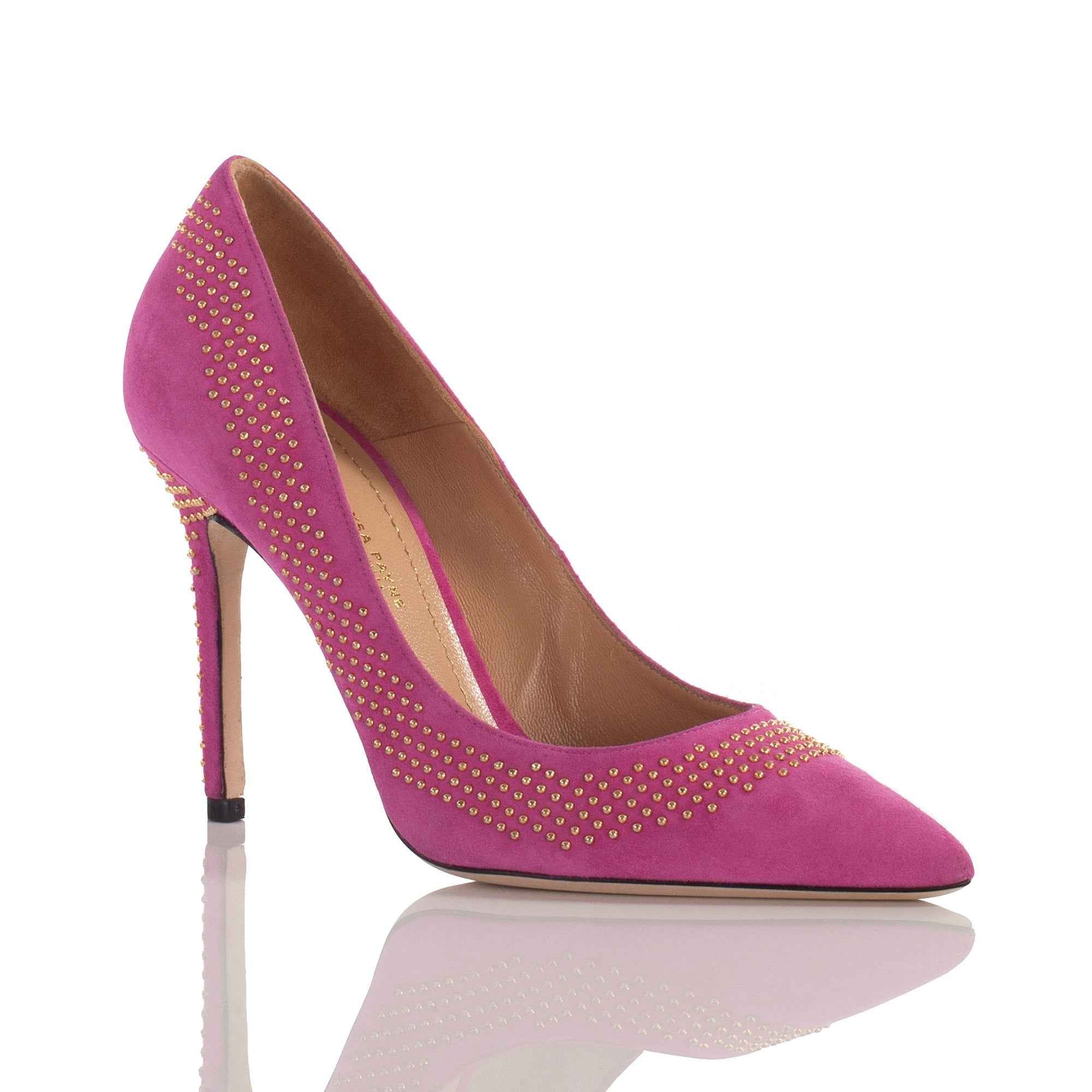 Allysa Payne Tiba Fuchsia Suede Studded Pump