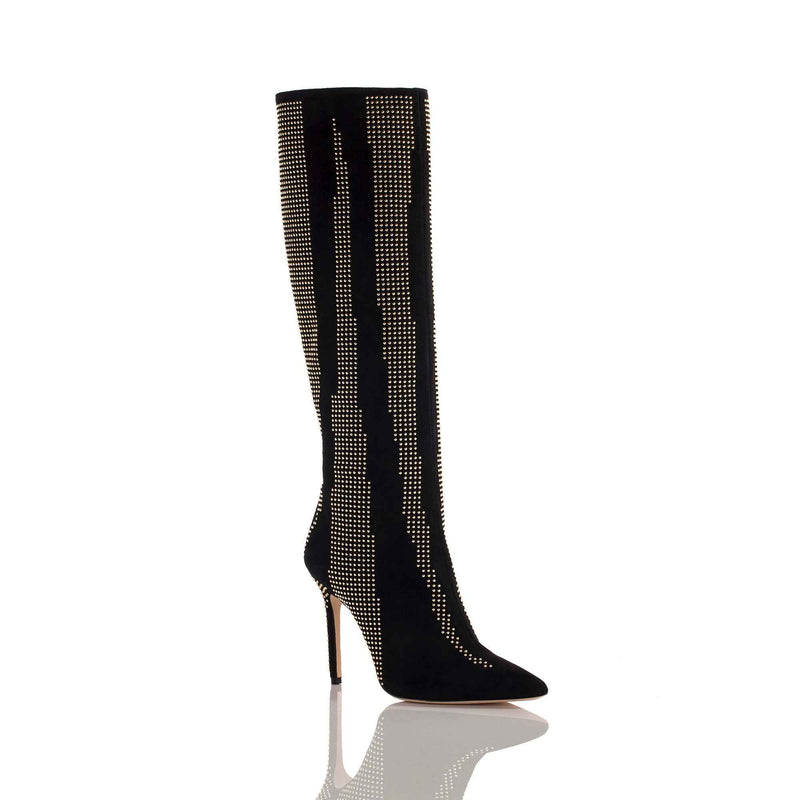 Allysa Payne Thara Italian Suede Studded Knee-High Boot