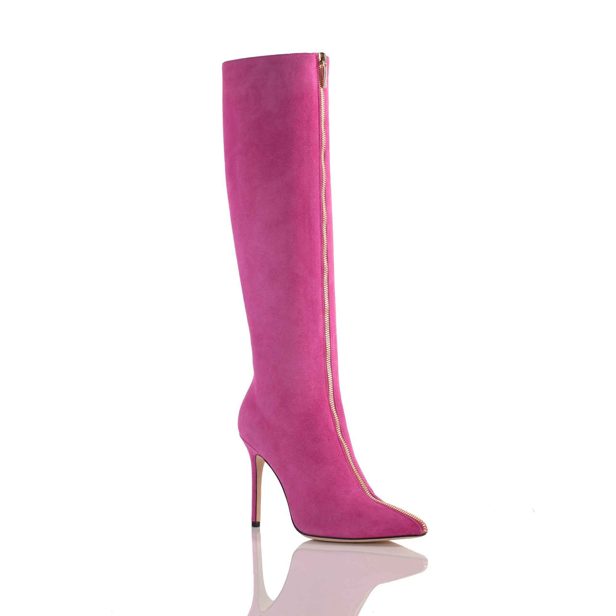Allysa Payne Fadiya Fuchsia Suede Knee-High Boot