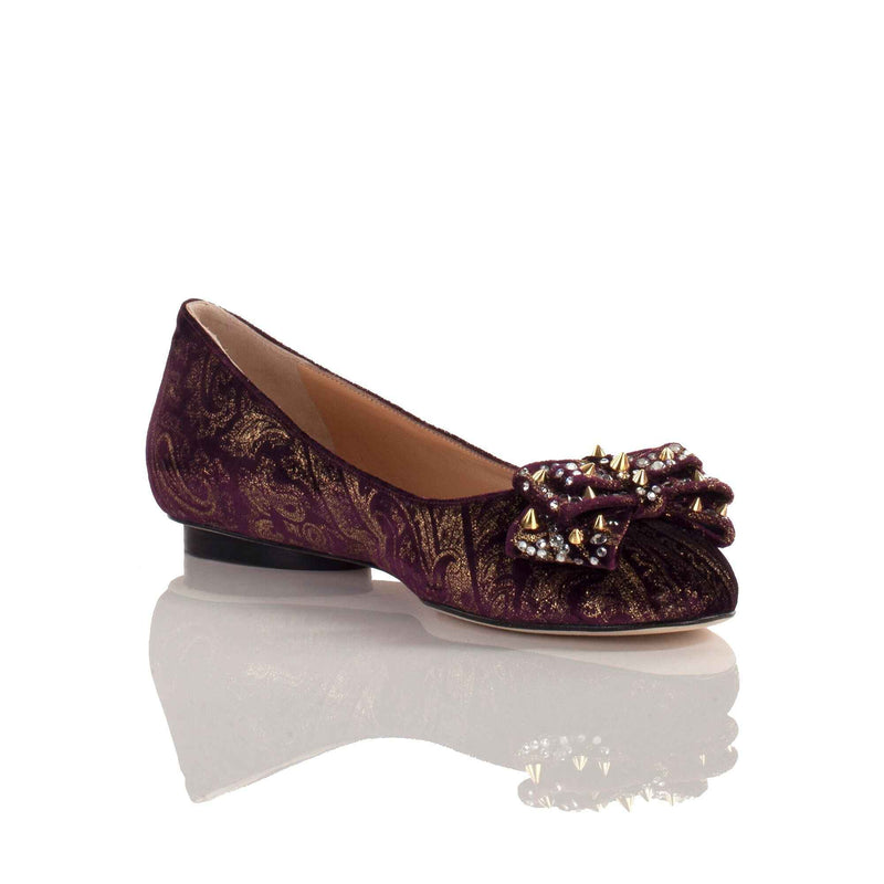 Allysa Payne Ablah Velvet Leather Ballet Flat with Swarovski Crystals
