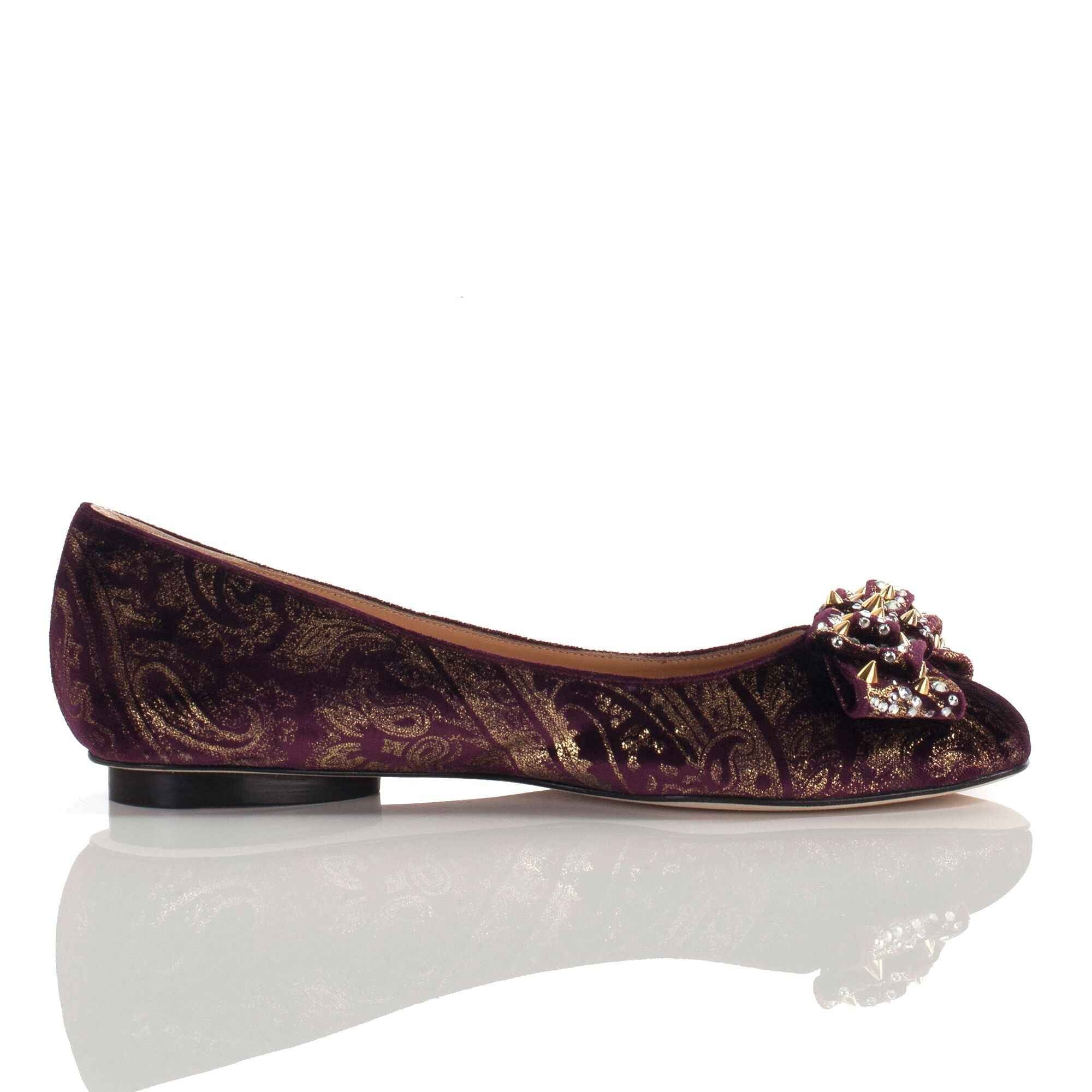 Allysa Payne Ablah Velvet Leather Ballet Flat with Swarovski Crystals