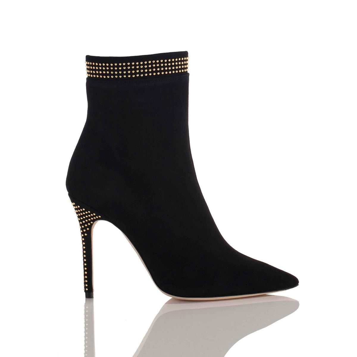 Allysa Payne Dunya Black Suede Studded Ankle Boot