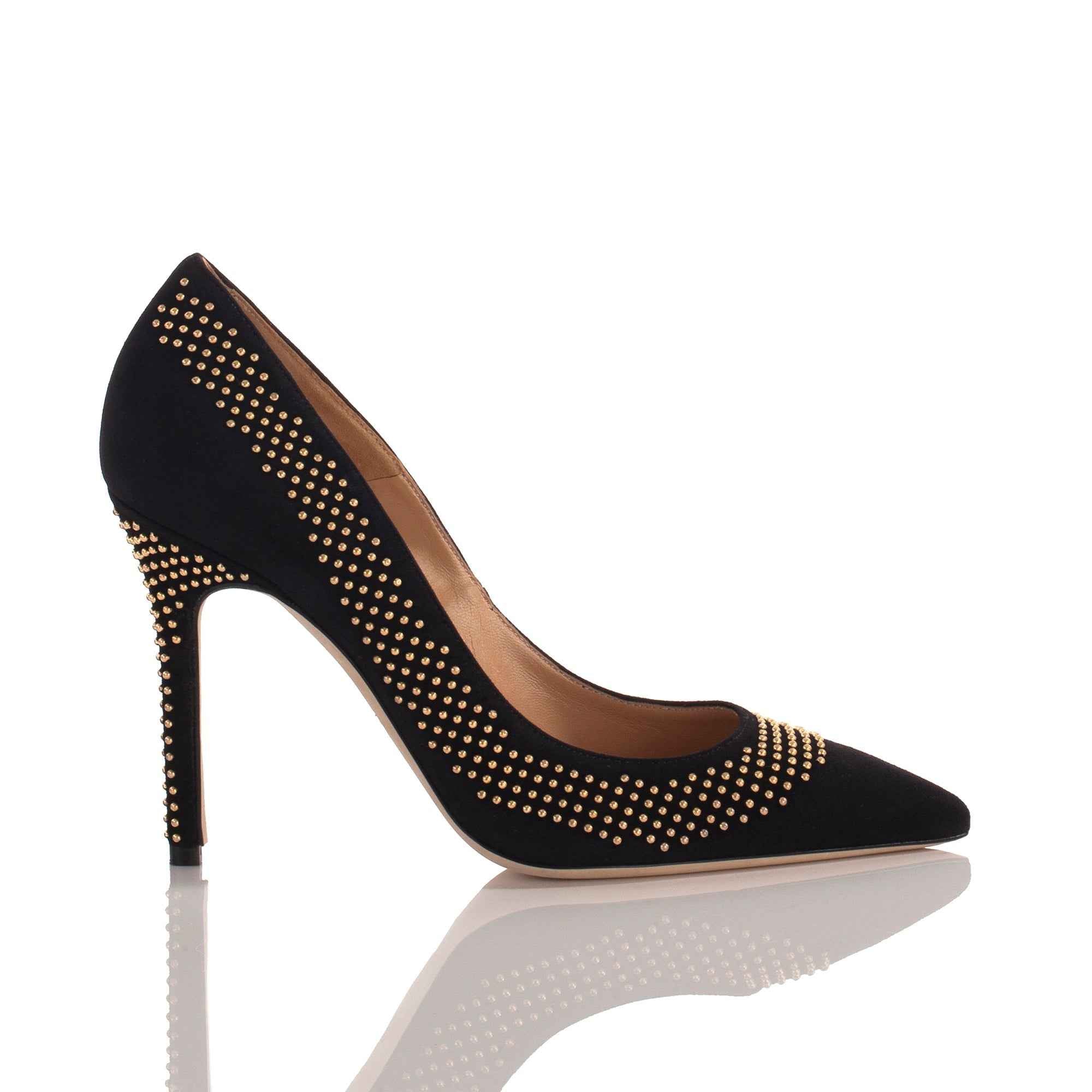 Allysa Payne Tiba Black Suede Studded Pump