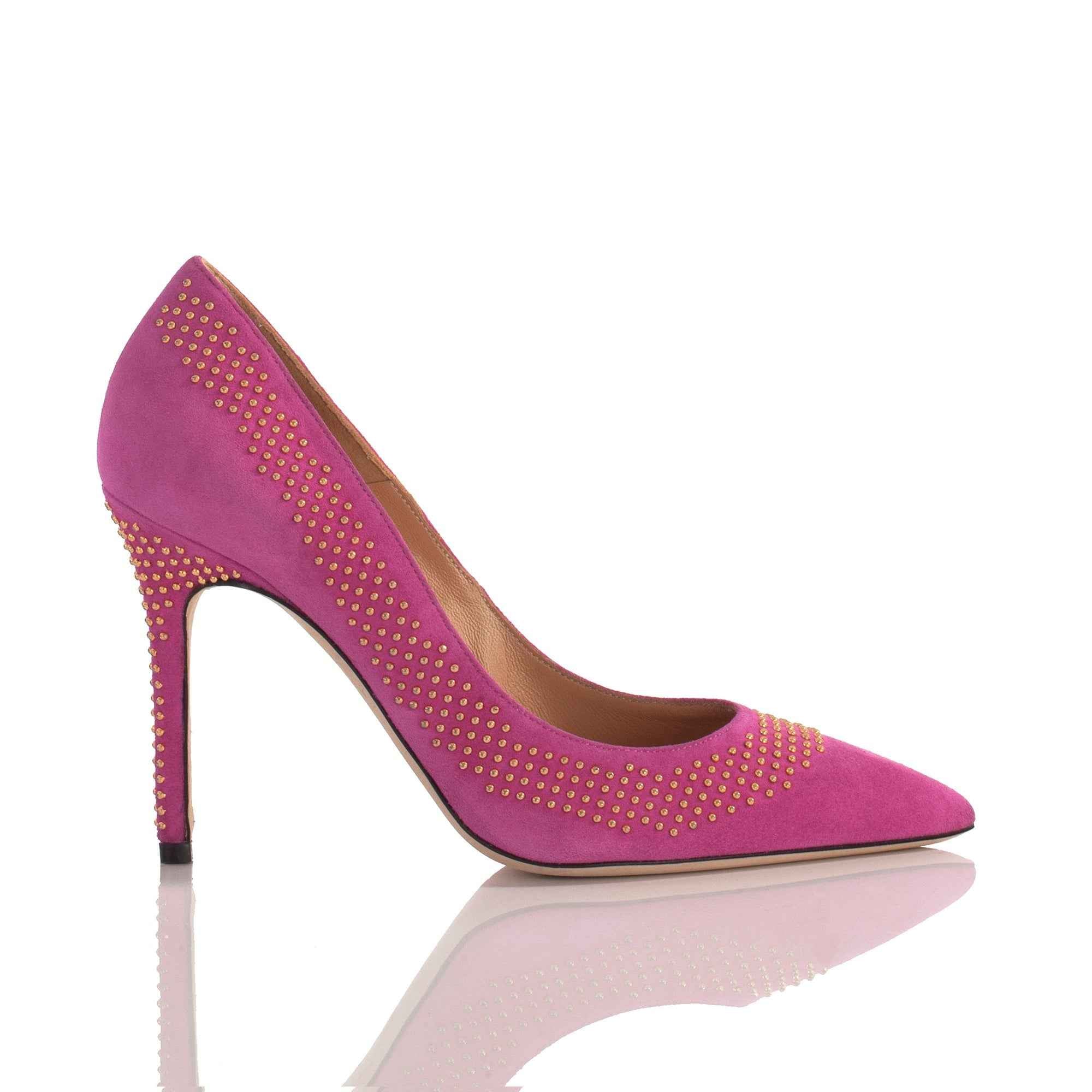 Allysa Payne Tiba Fuchsia Suede Studded Pump