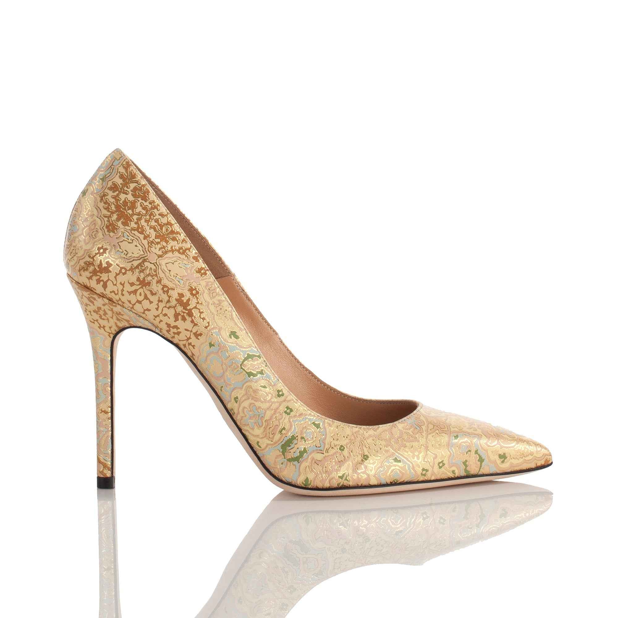 Allysa Payne Lubanah Gold Casbah Leather Pump