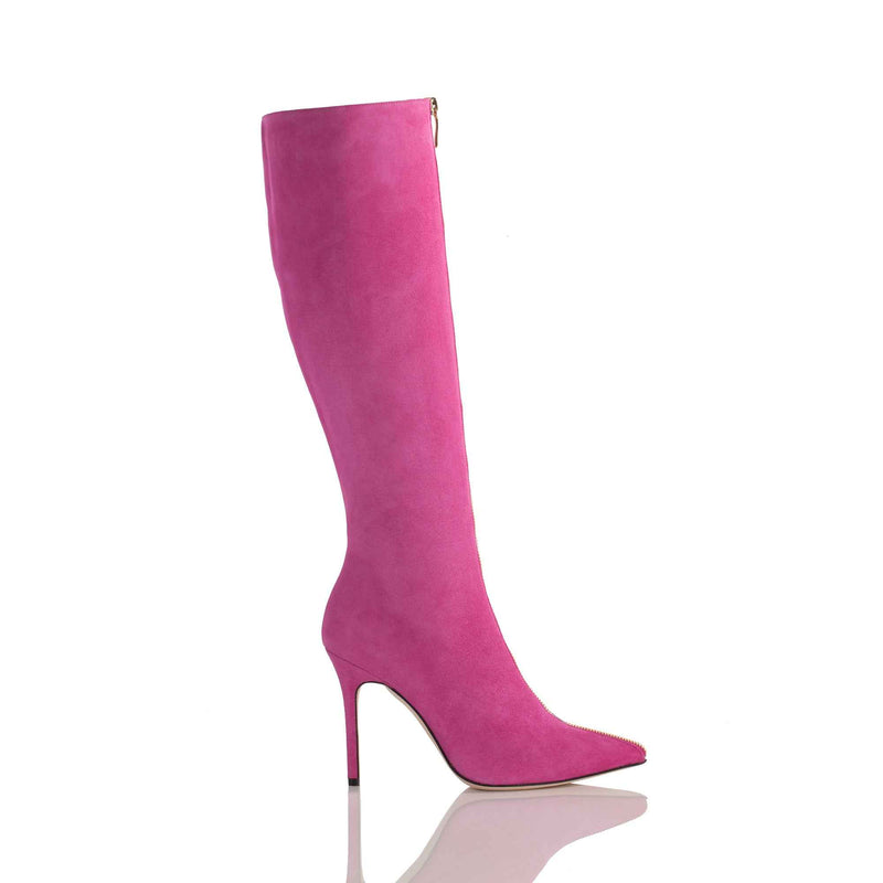 Allysa Payne Fadiya Fuchsia Suede Knee-High Boot