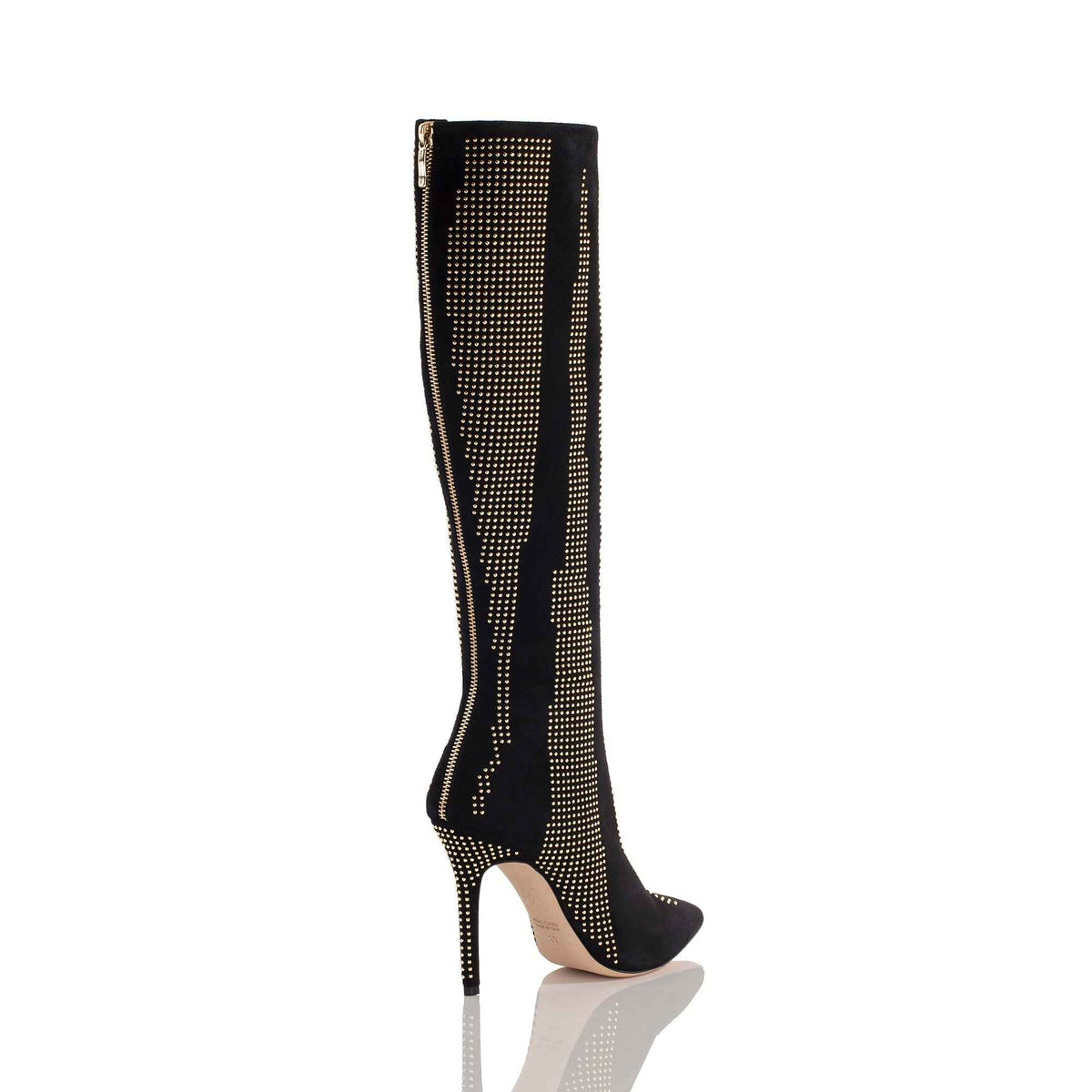 Allysa Payne Thara Italian Suede Studded Knee-High Boot
