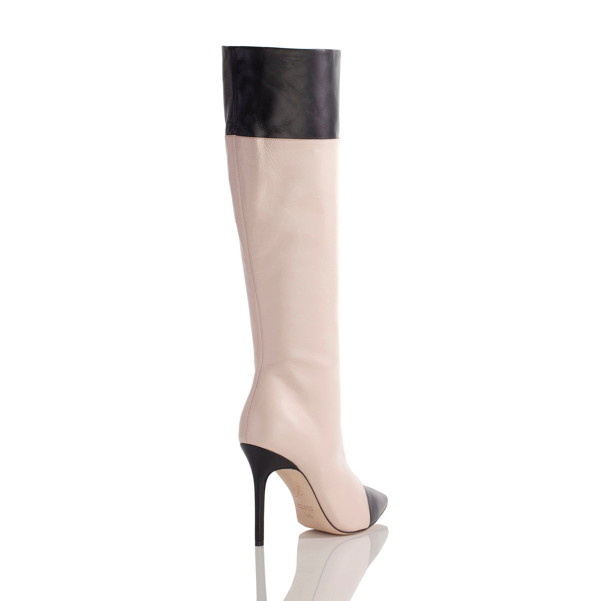 Allysa Payne Durrah Pink & Black Leather Knee-High Boot
