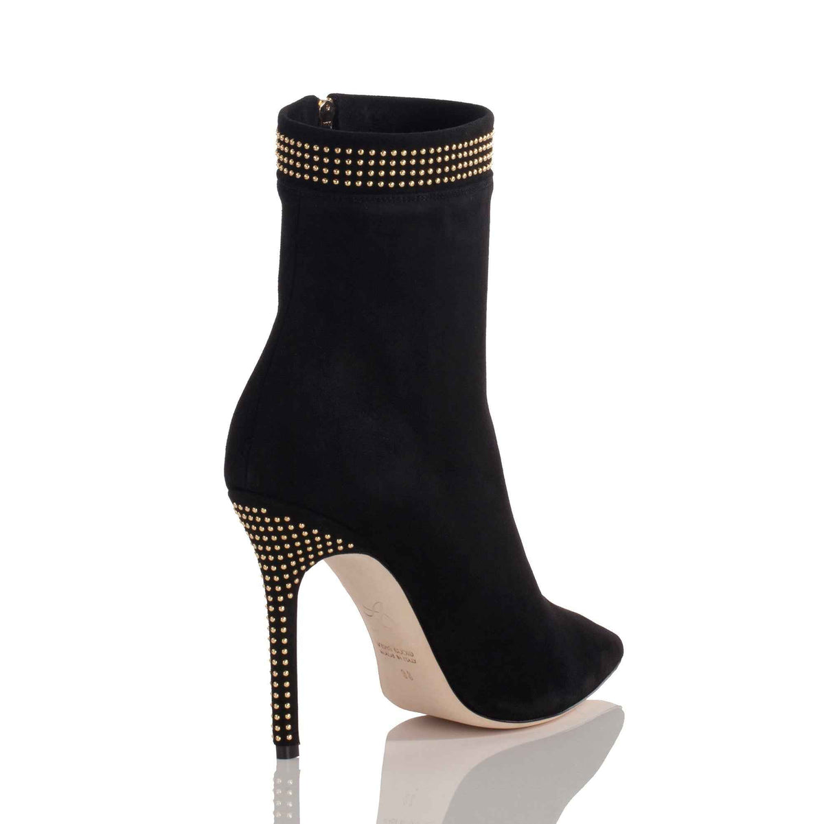 Allysa Payne Dunya Black Suede Studded Ankle Boot