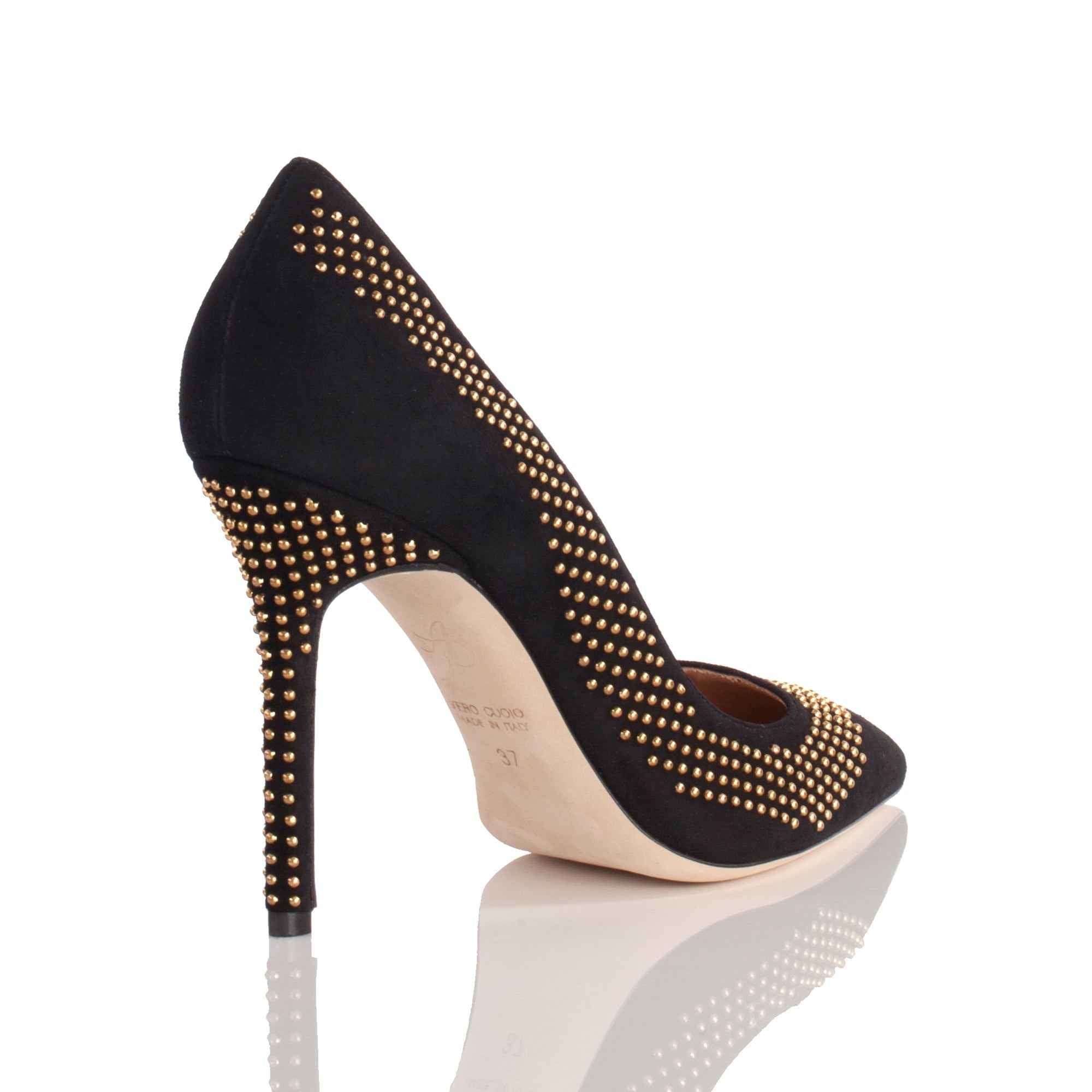 Allysa Payne Tiba Black Suede Studded Pump