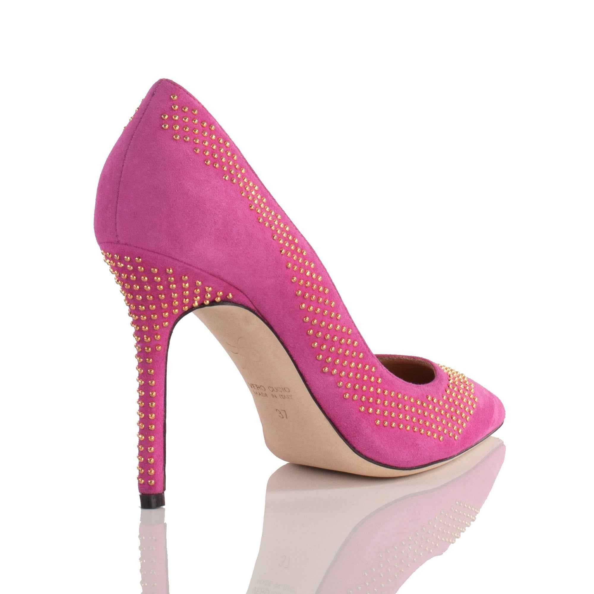 Allysa Payne Tiba Fuchsia Suede Studded Pump