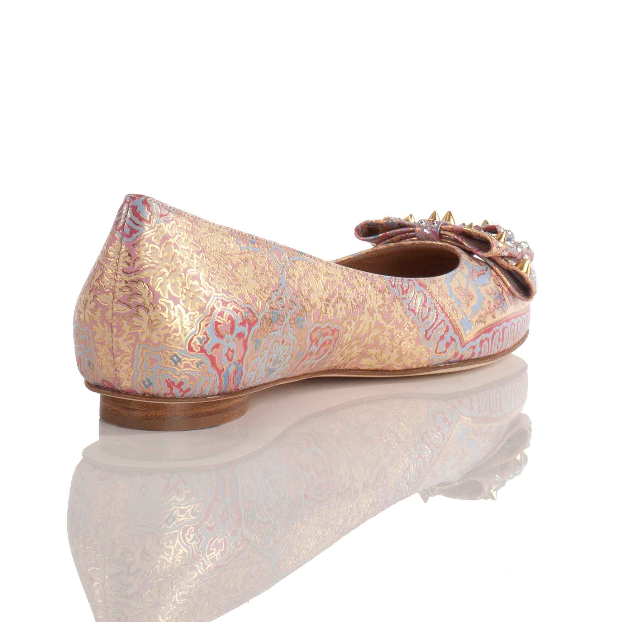 Allysa Payne Ablah Pink Leather Ballet Flat with Swarovski Crystals