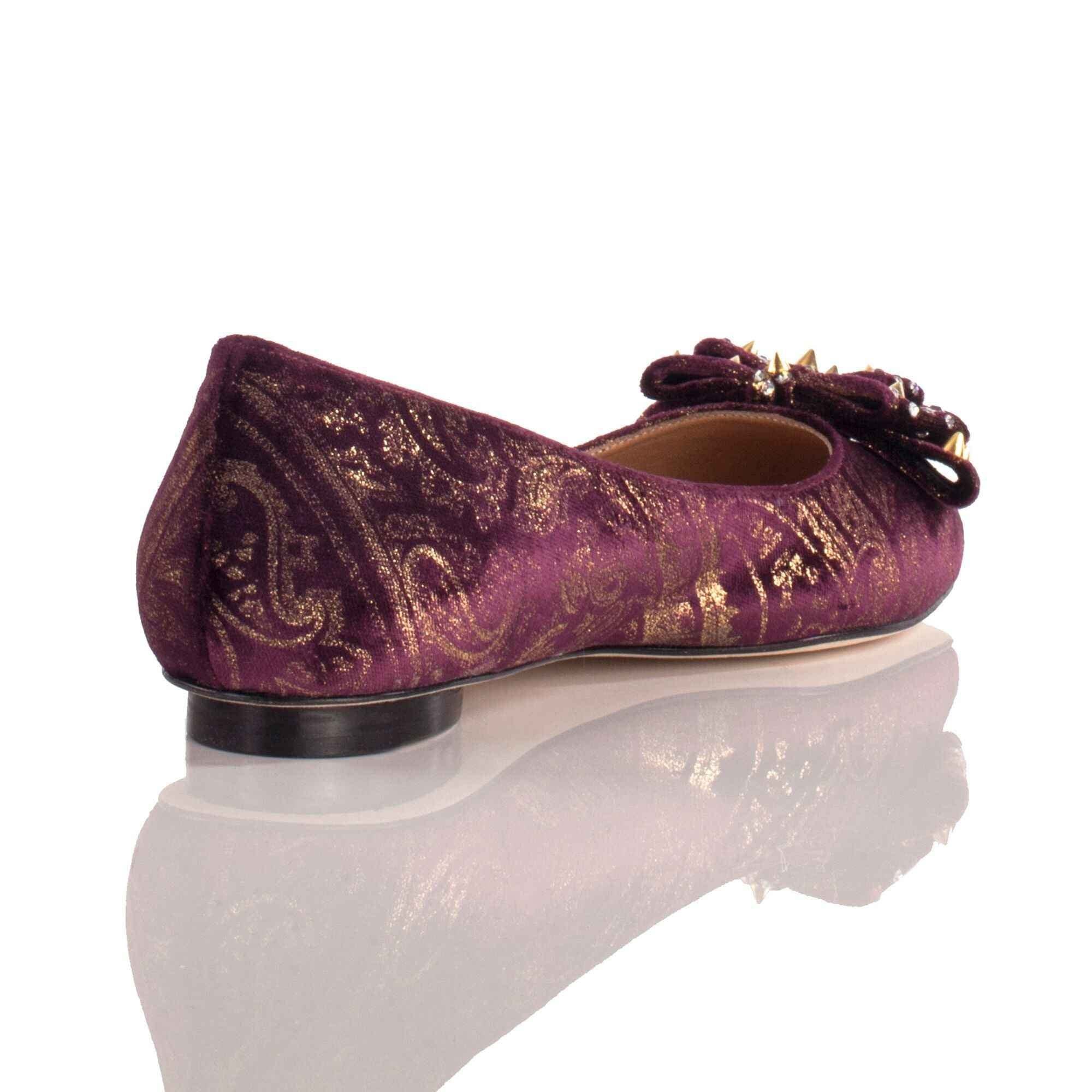 Allysa Payne Ablah Velvet Leather Ballet Flat with Swarovski Crystals