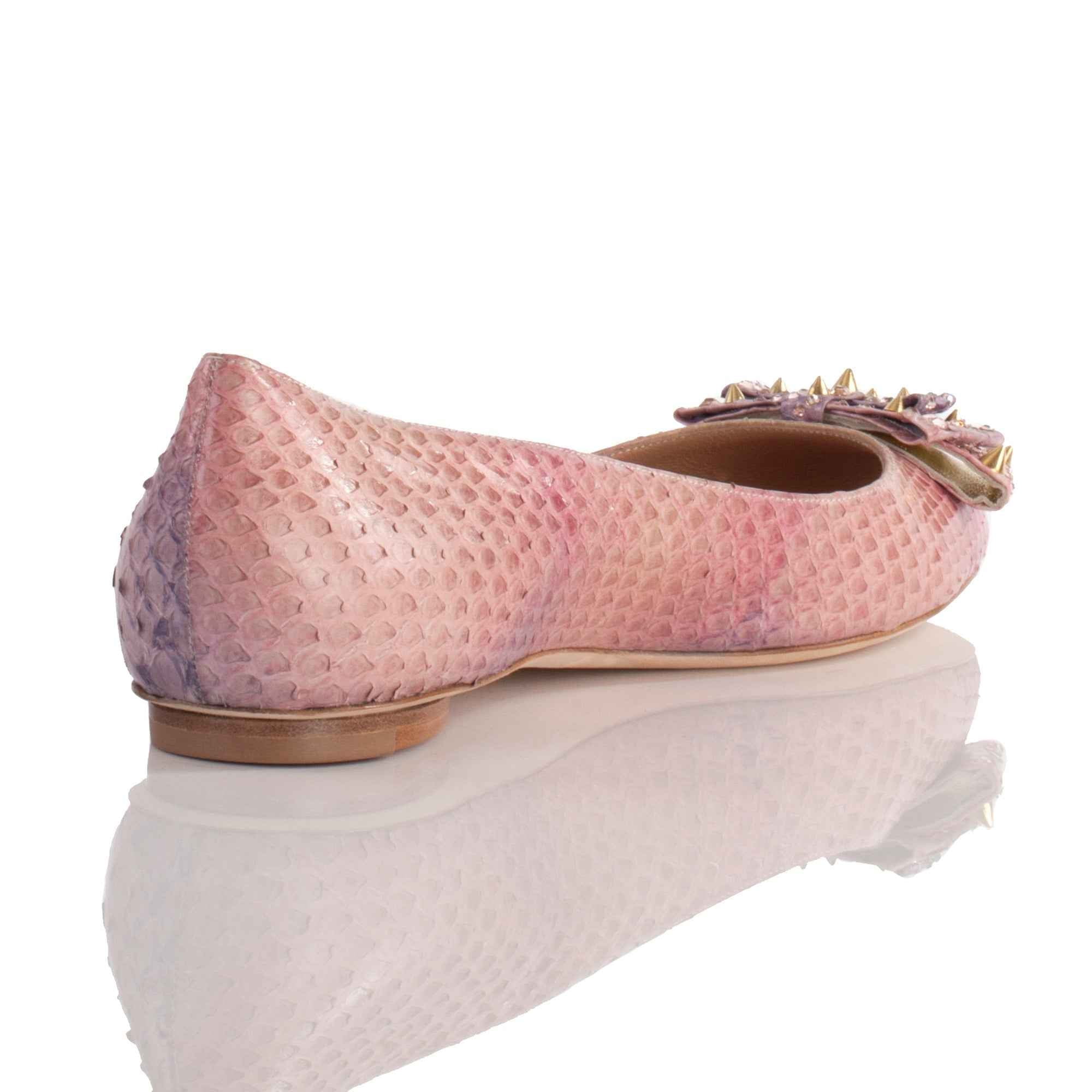 Allysa Payne Qudar 2 Lavender Python Swarovski Bow Ballet Flat