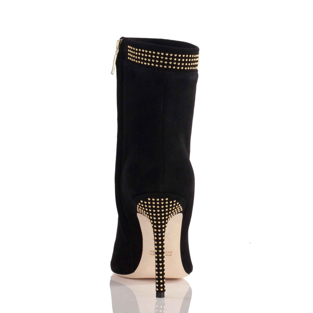 Allysa Payne Dunya Black Suede Studded Ankle Boot
