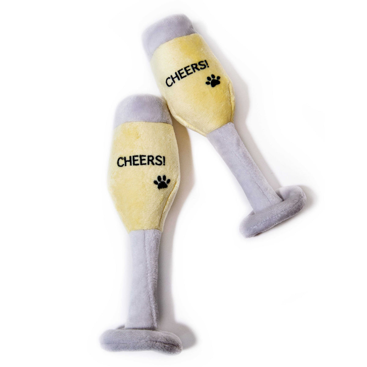 Glow Pups: Champagne Glass Squeaky Plush Dog Toys - 2 Pack