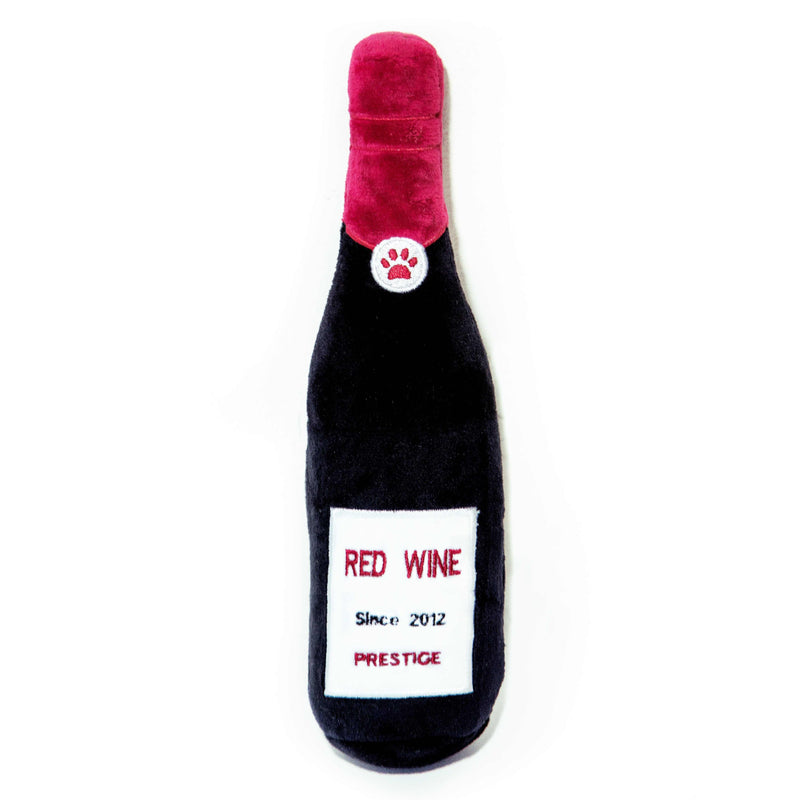 Glow Pups: Red Wine Squeaky Plush Dog Toy
