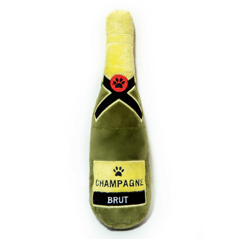 Glow Pups: Champagne Bottle Squeaky Plush Dog Toy