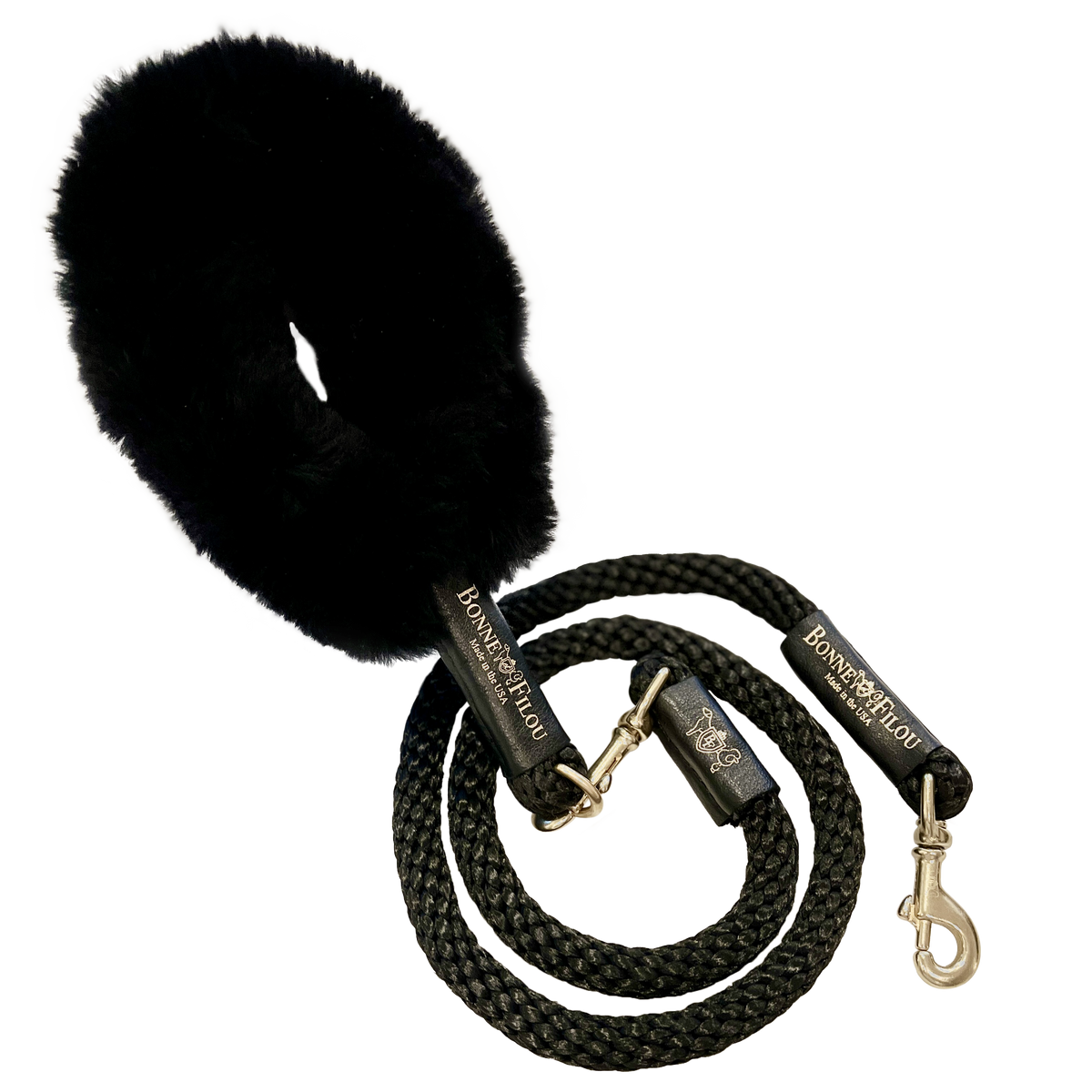 Bundle Shearling Fur Grip + Rope Leash for Dogs 
