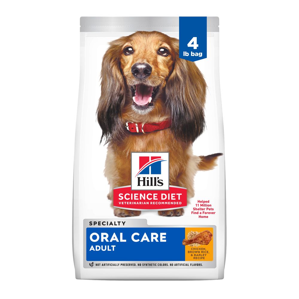 Hills Science Diet Adult Oral Care Chicken, Rice & Barley Recipe Dry Dog Food Bag (4lb)
