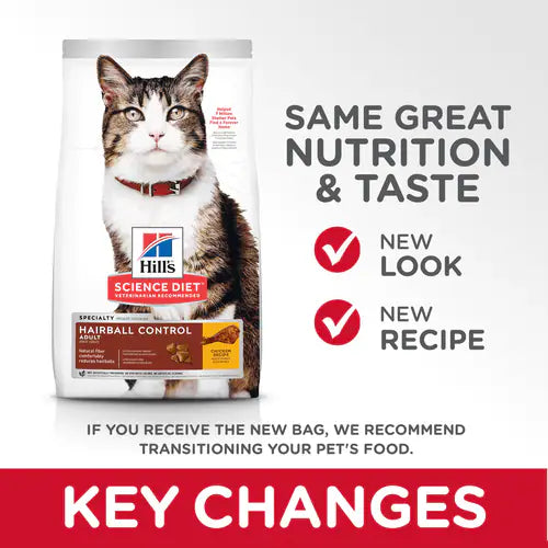 Hills Science Diet Adult Hairball Control Chicken Recipe Dry Cat Food Bag (3.5lb)