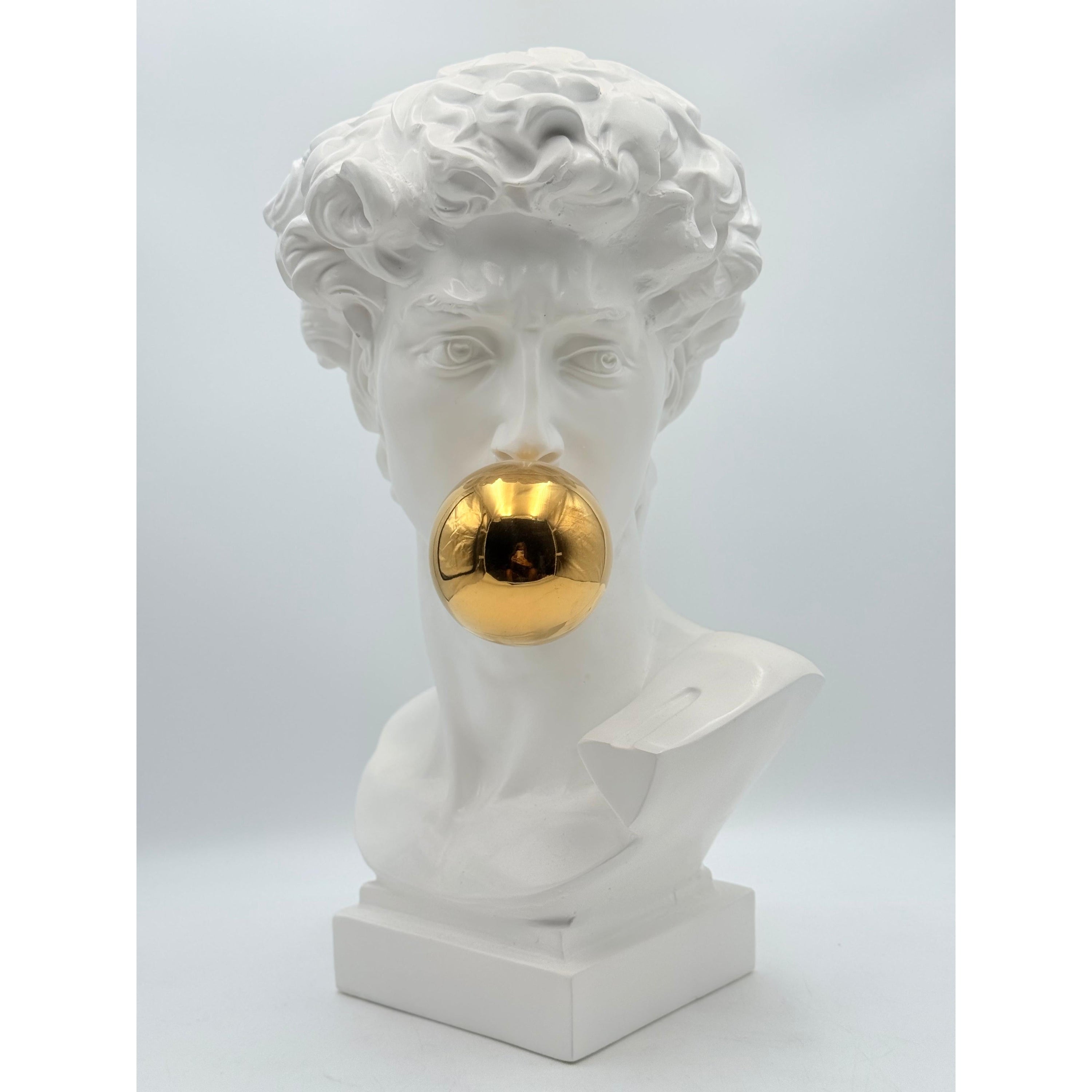 David Sculpture - Gold Ball Edition Gold; Red Chrome Decor Bust image 3 - HT Animal Supply