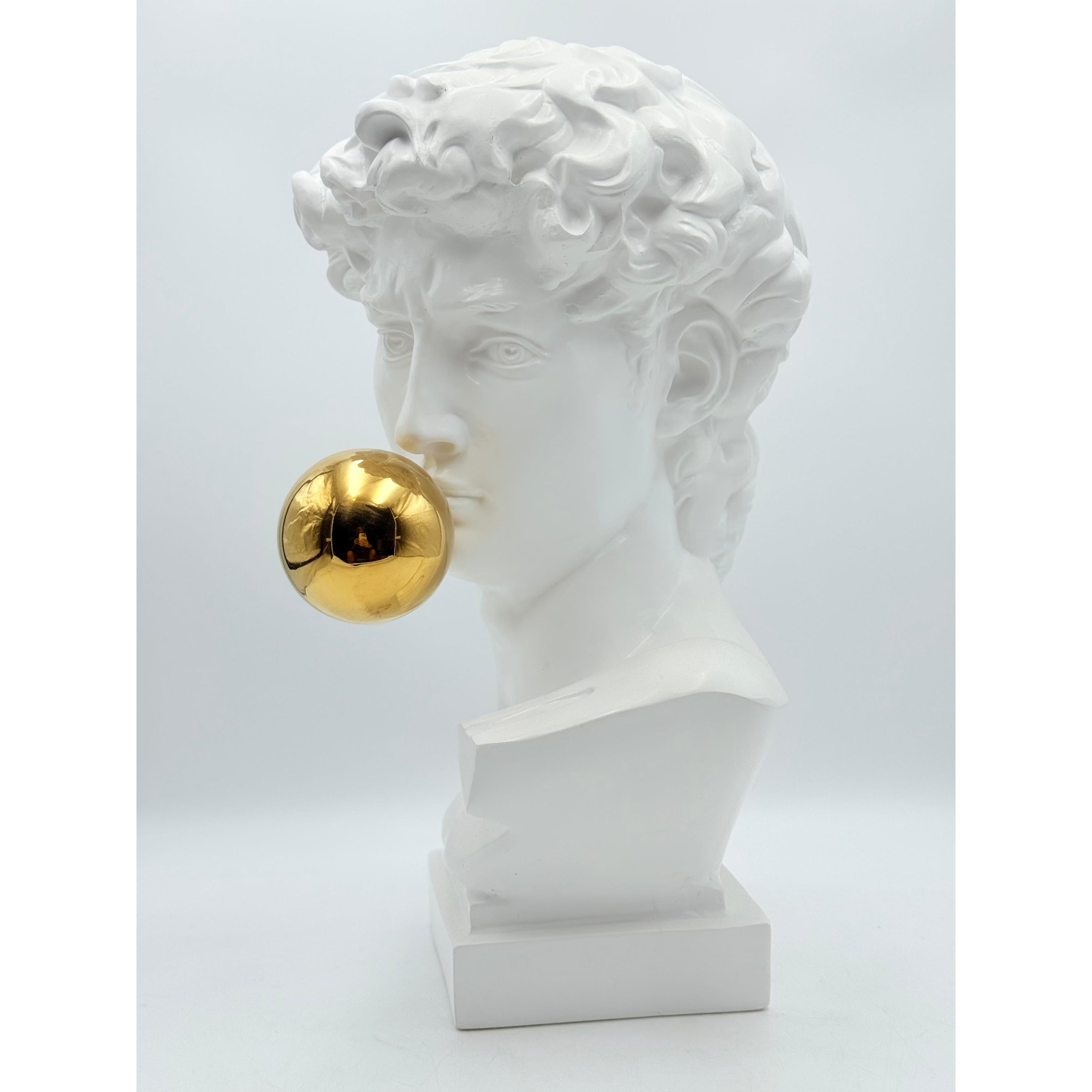 David Sculpture - Gold Ball Edition Gold; Red Chrome Decor Bust image 5 - HT Animal Supply