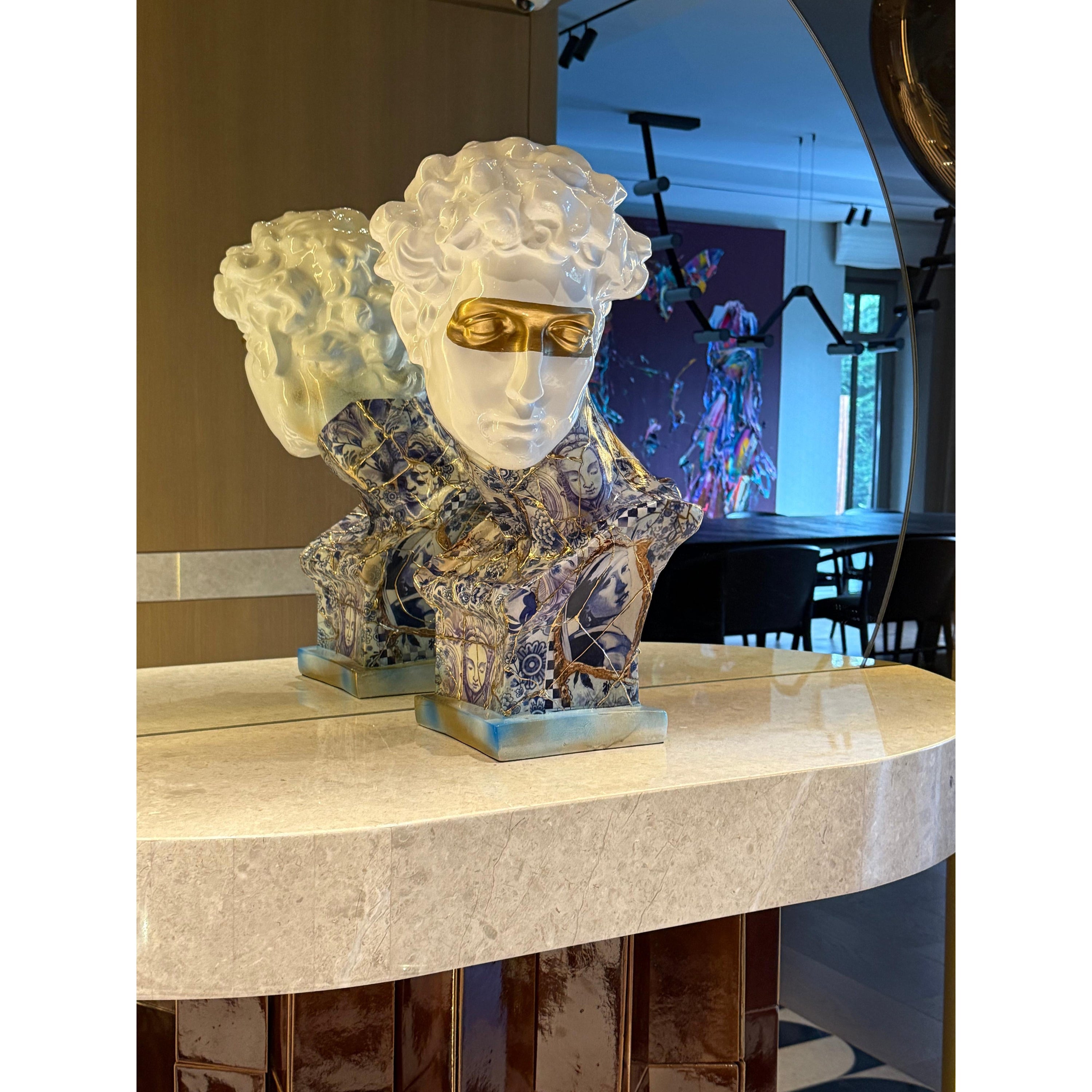 Giuliano de' Medici Bust - Kintsugi Design Red Designer-Inspired Decor Bust image 6 - HT Animal Supply