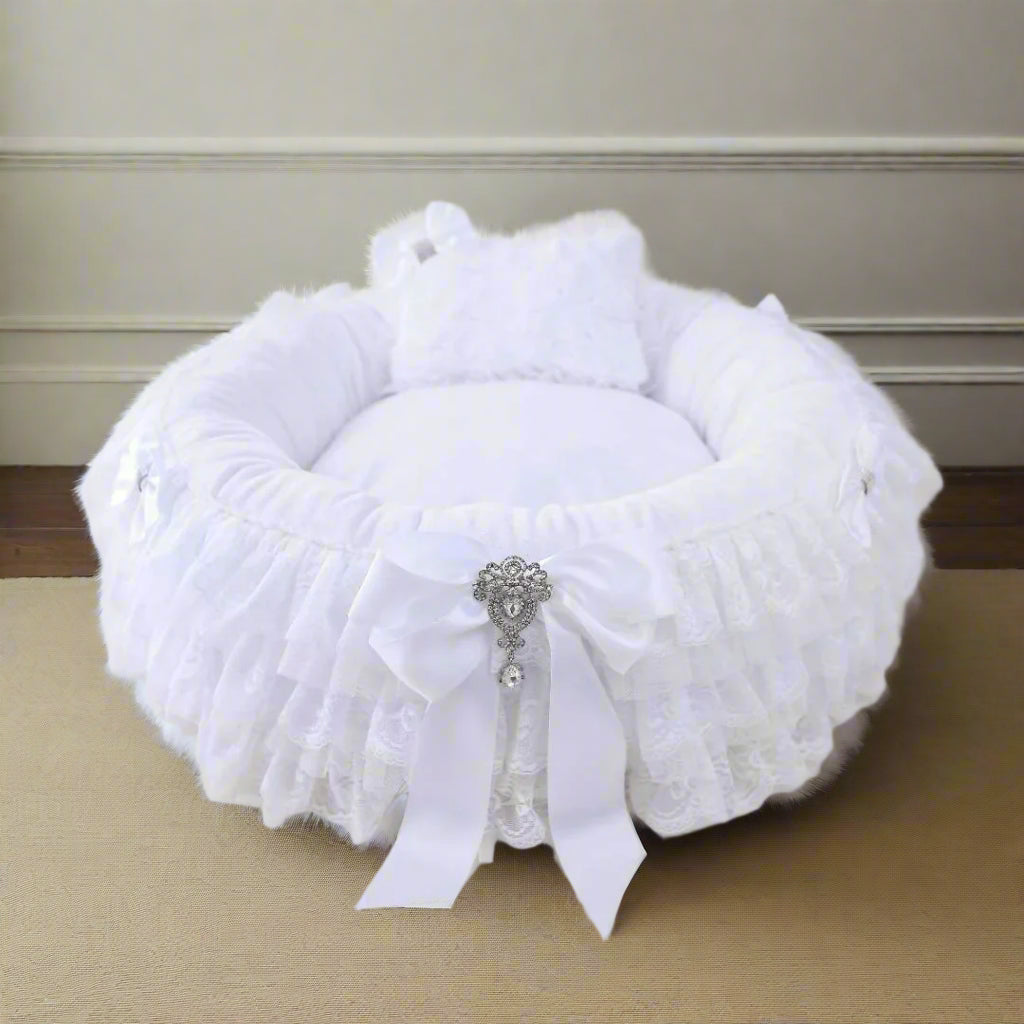 Hello Doggie Anastasia Faux Fur Satin Dog Bed