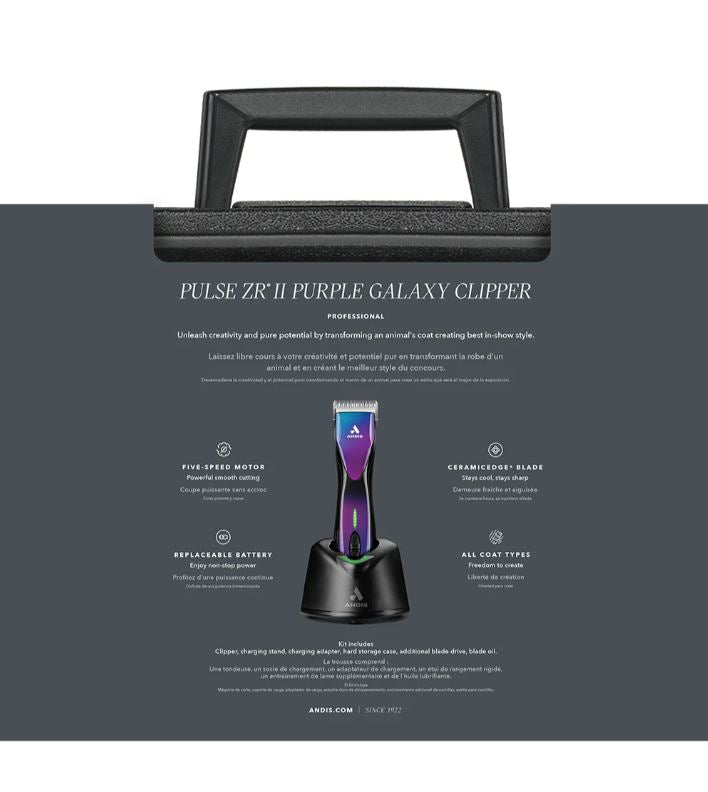 Pulse ZR II Purple Galaxy Limited Edition Clipper with Free Second Battery by Andis
