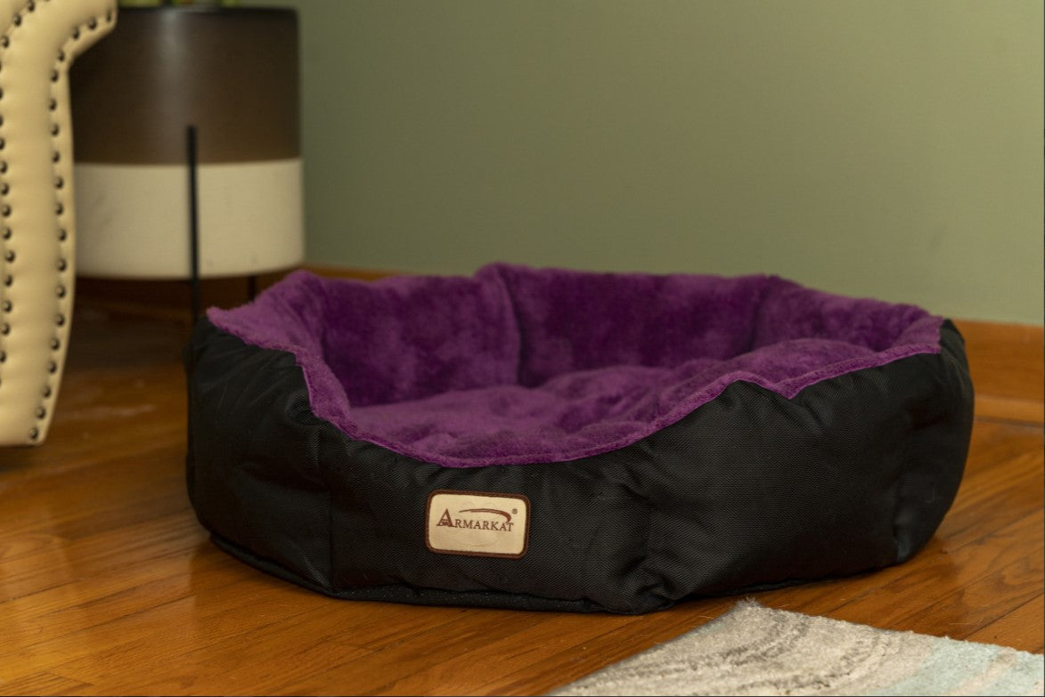 Armarkat Large Soft Cat Bed in Purple and Black