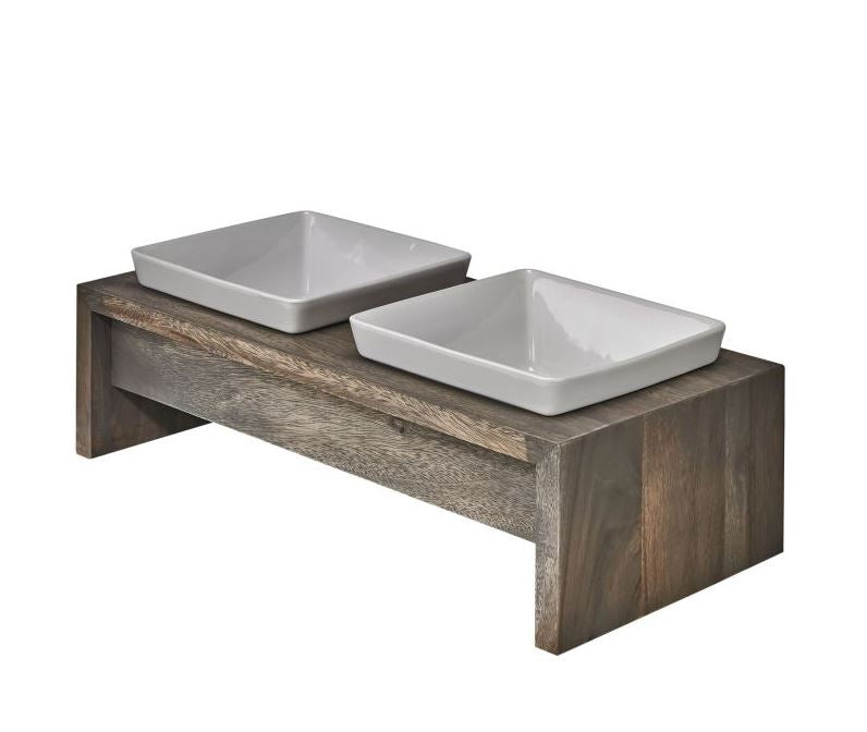 Artisan Double Wood Feeder Fossil