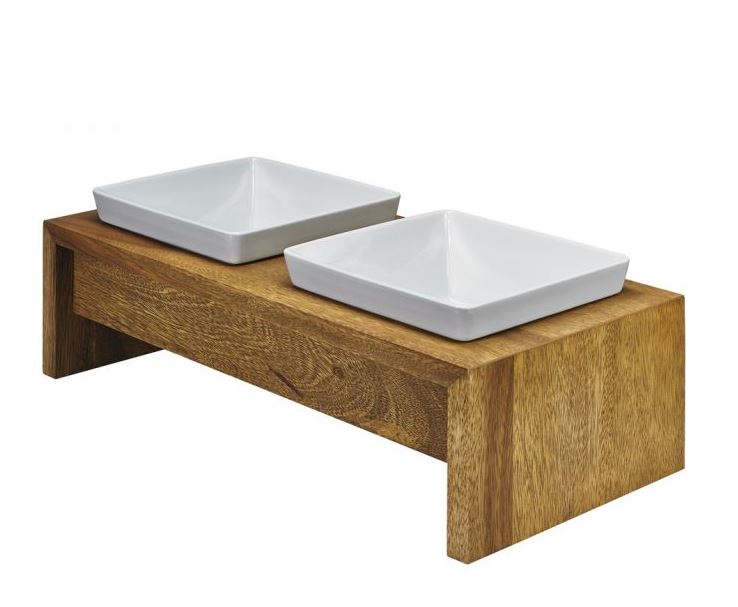 Artisan Double Wood Feeder Bamboo