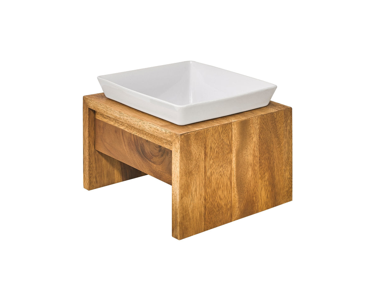 Bowsers Single Artisan Wood Dog Bowl Feeder - Elevated Designer Pet Dining