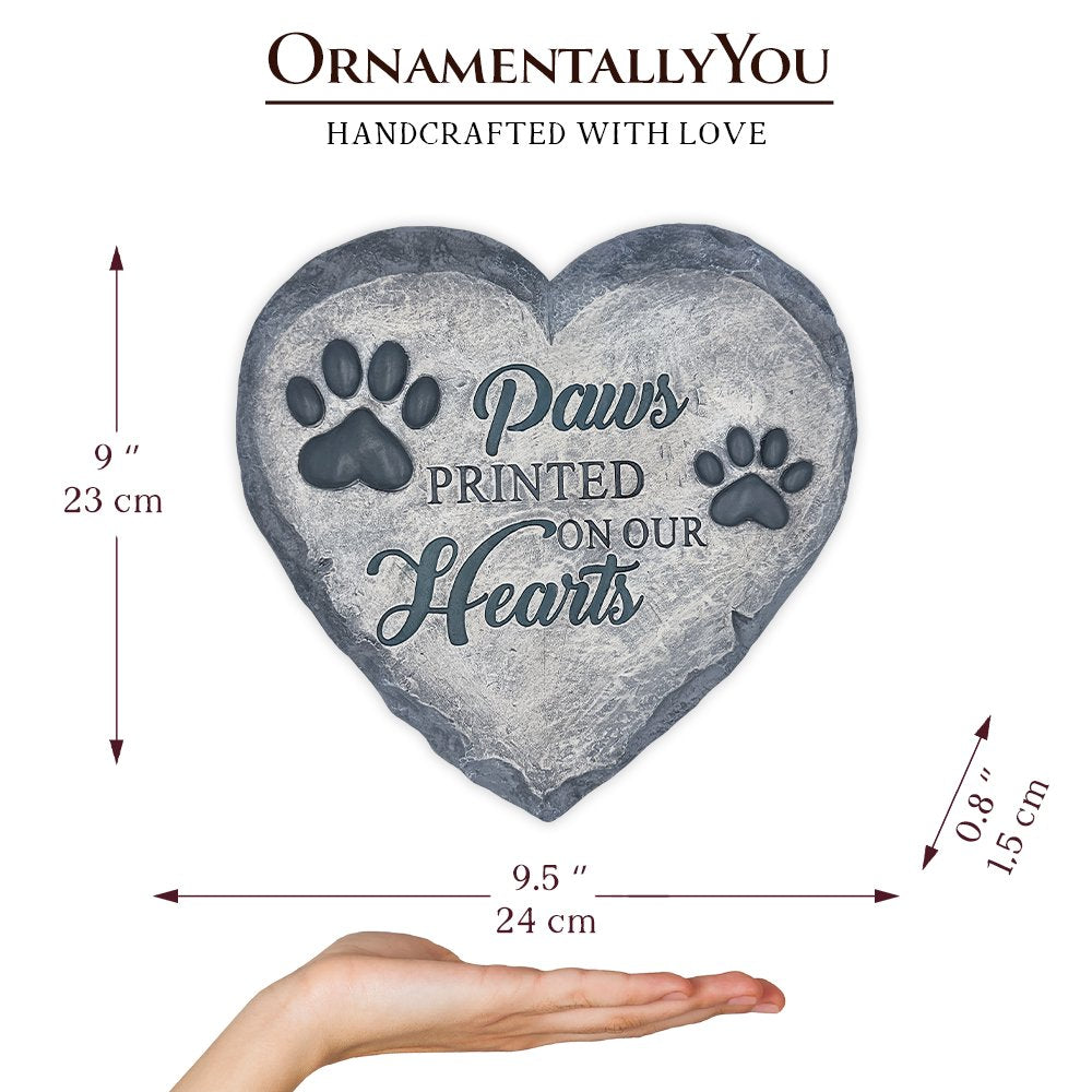 Paws Printed on our Hearts Memorial Stepping Stone for Pet, 9.5