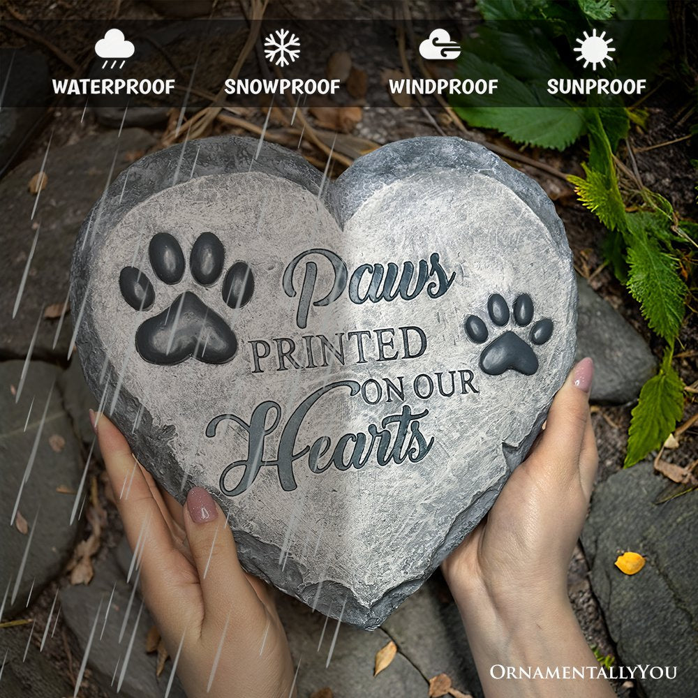 Paws Printed on our Hearts Memorial Stepping Stone for Pet, 9.5
