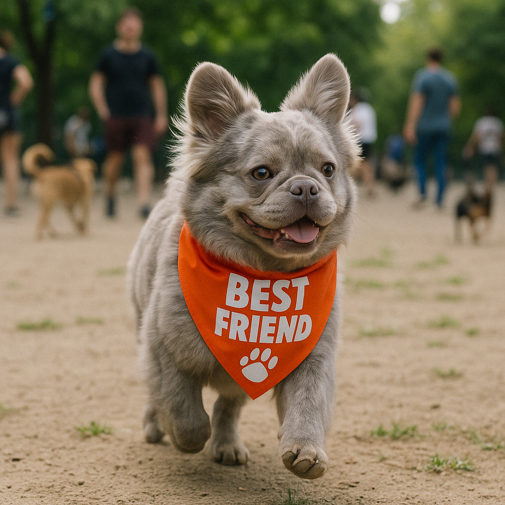 Parisian Pet Best Friend Bandana - Comfortable, Trendy, Fashionable Orange Pet Bandana for Dogs & Cats, Fun Pet Accessory