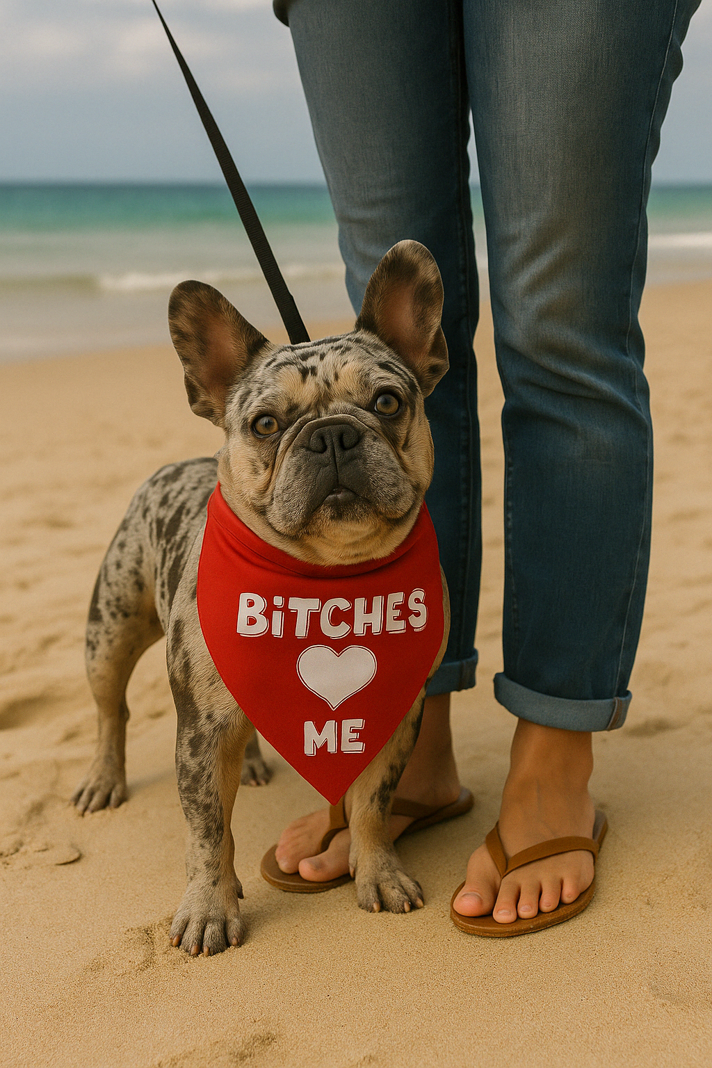 Parisian Pet Bitches Love Me Bandana - Stylish, Comfortable, Trendy Red Bandana for Dogs & Cats, Fun Pet Fashion Accessory