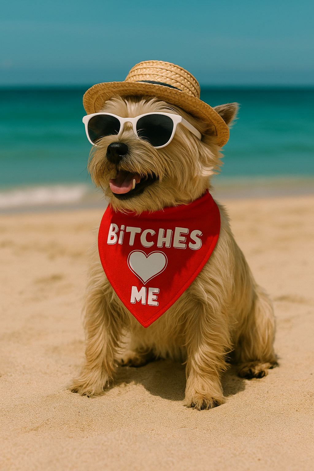 Parisian Pet Bitches Love Me Bandana-Red
