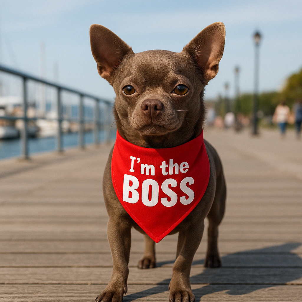 Parisian Pet Im The Boss Bandana for Dogs & Cats - Trendy, Comfortable, Funny Red Pet Bandana, Fashionable Dog & Cat Accessory